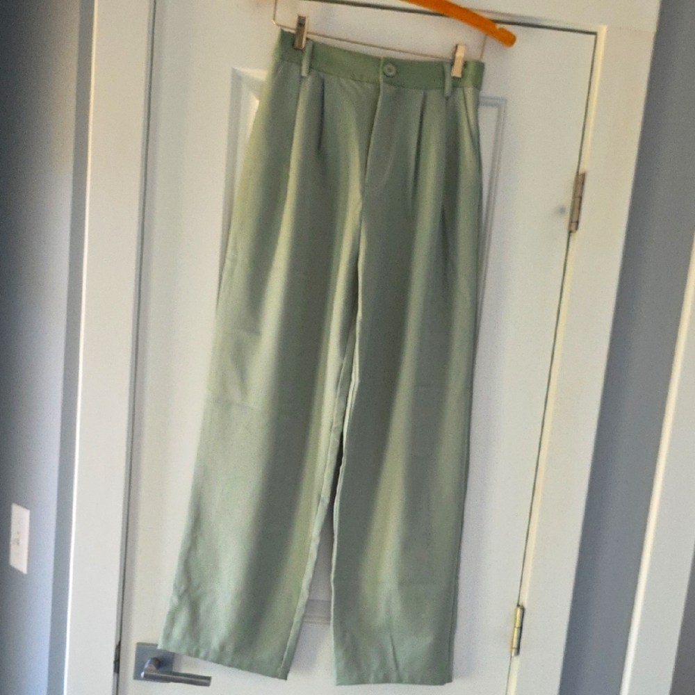 Light Green High-Waisted Wide Leg Trousers Pant!